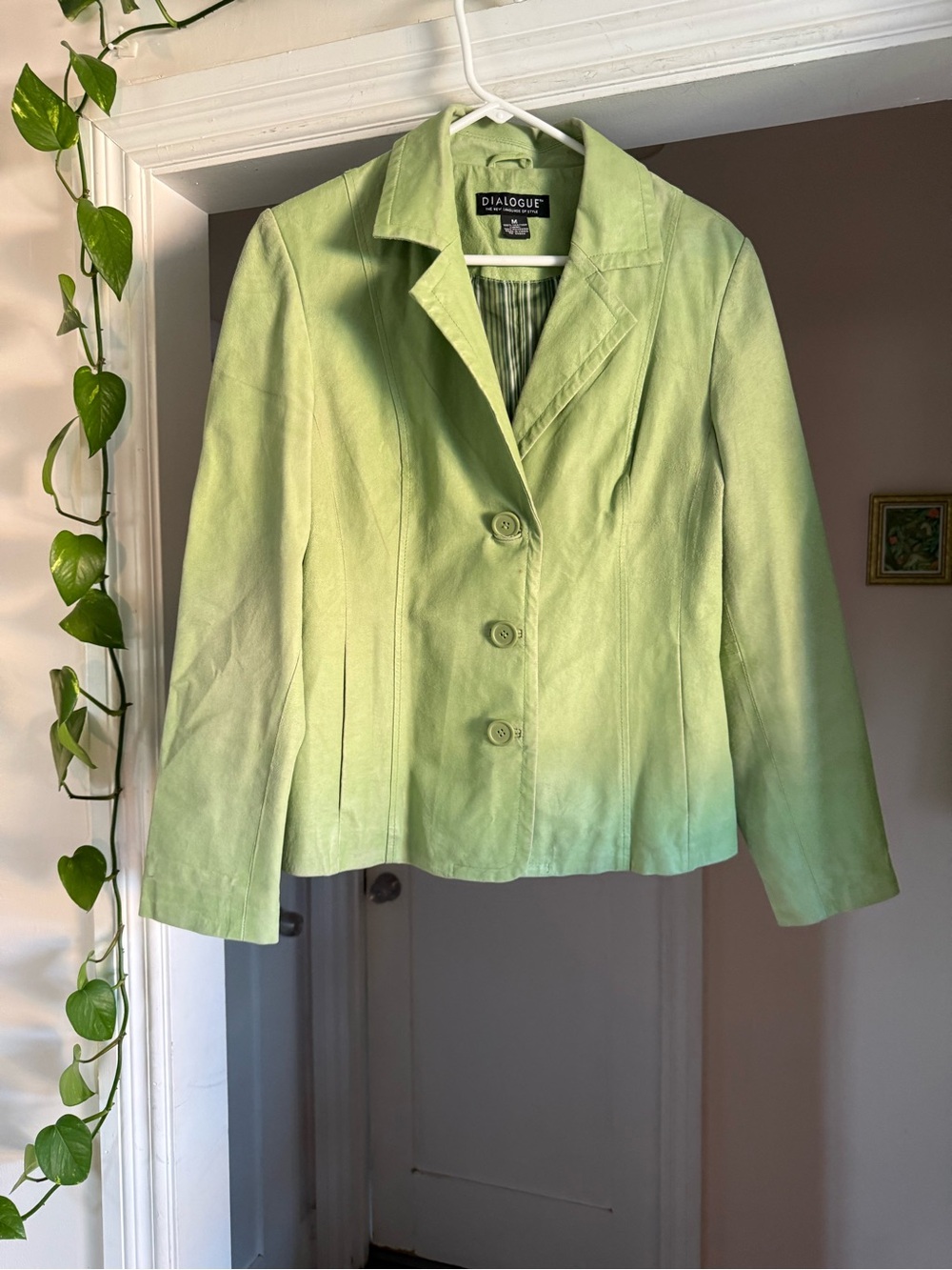 Vintage light lime green Dialogue blazer jacket size Medium